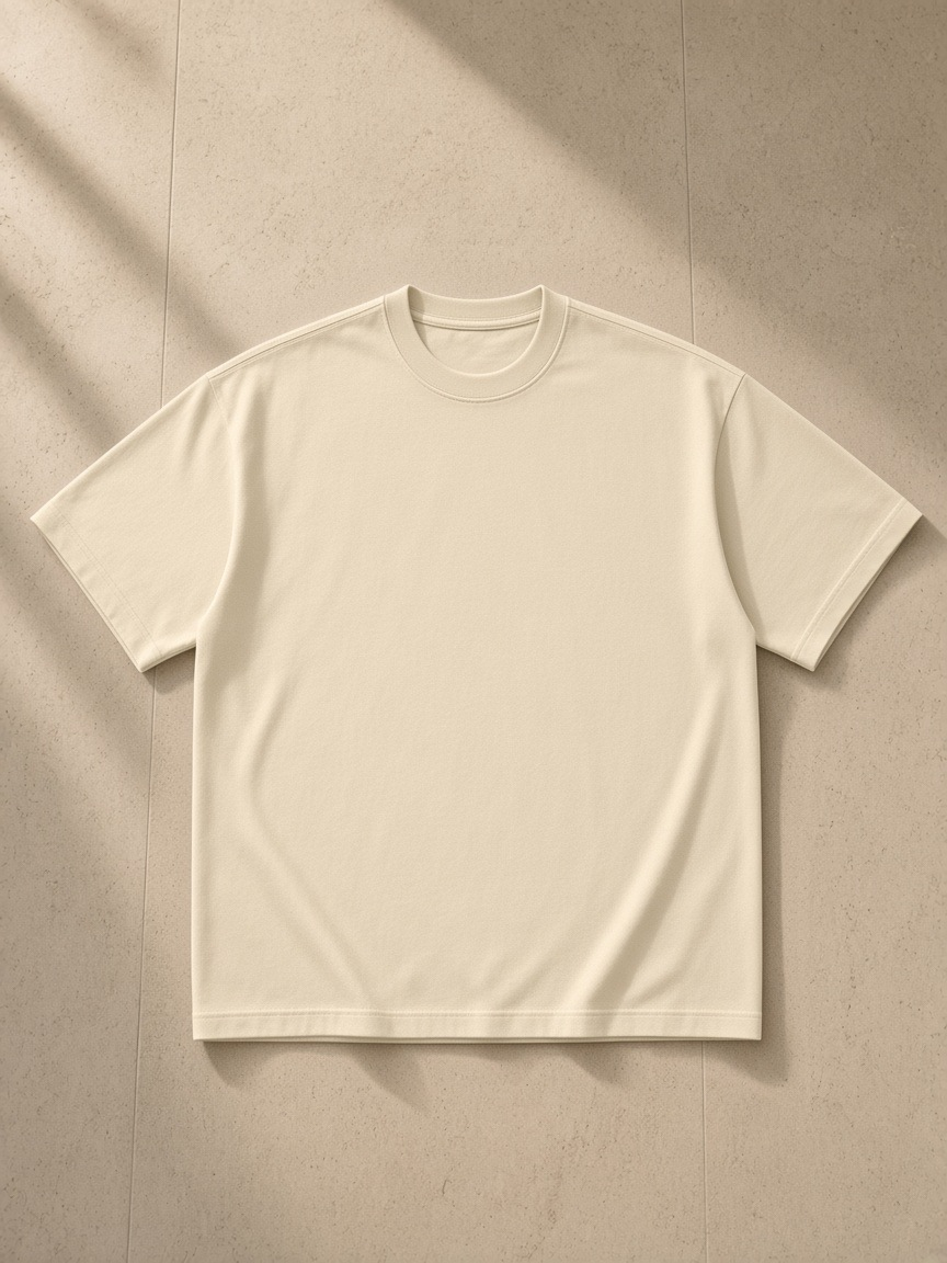 Front of the Milk Tea Men's Heavyweight Earth Tone T-Shirt, laid flat