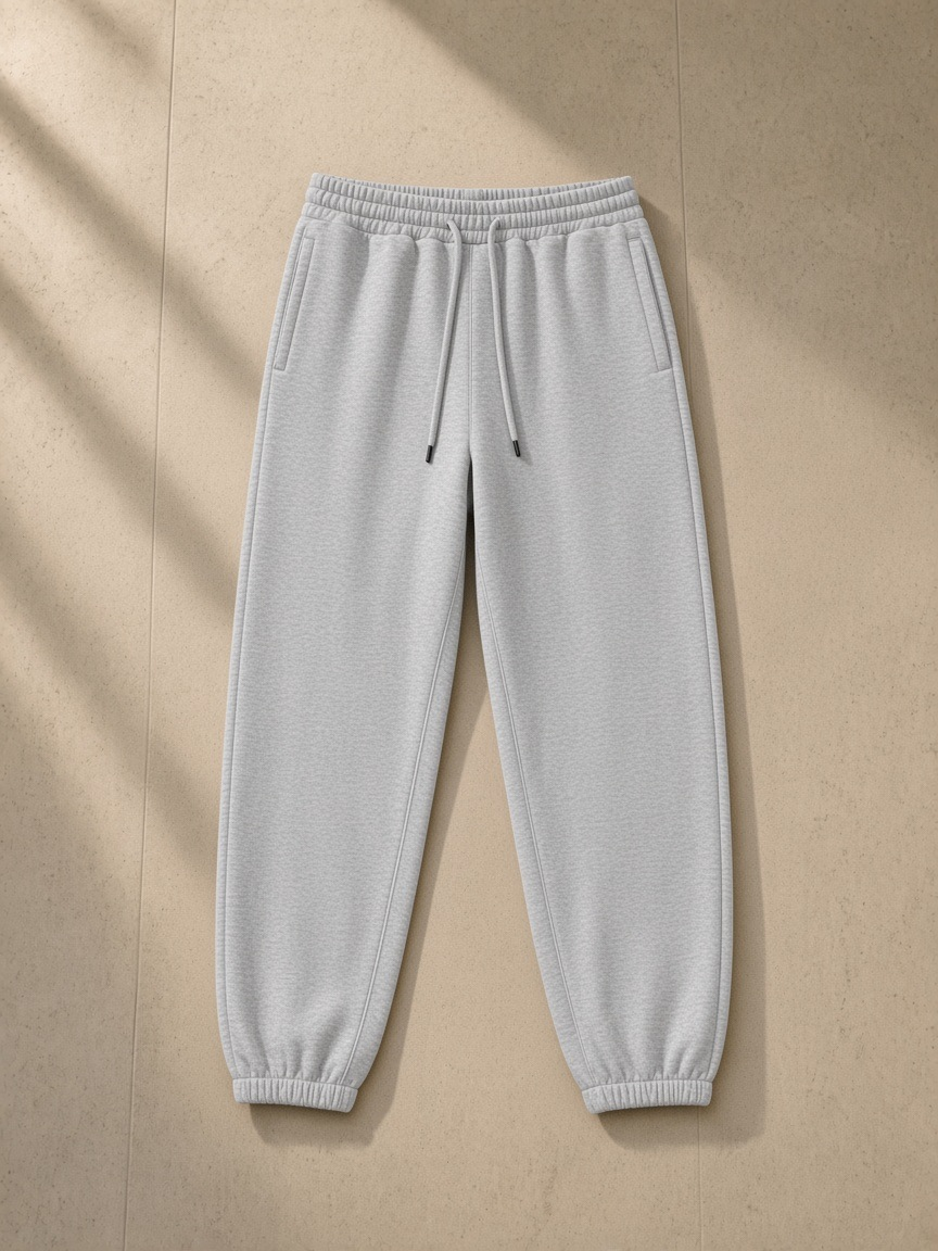Front of the Flower Gray Men's Heavyweight Fleece Joggers, laid flat