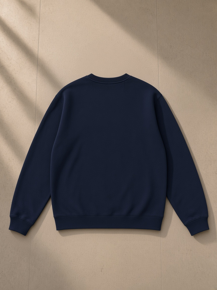 Regular Fit Crewneck Sweatshirt in Navy Blue, back view