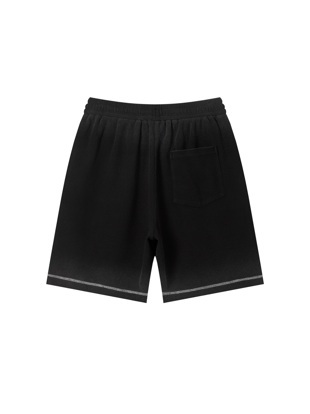 Sunfade waffle raw hem shorts in Black, back view