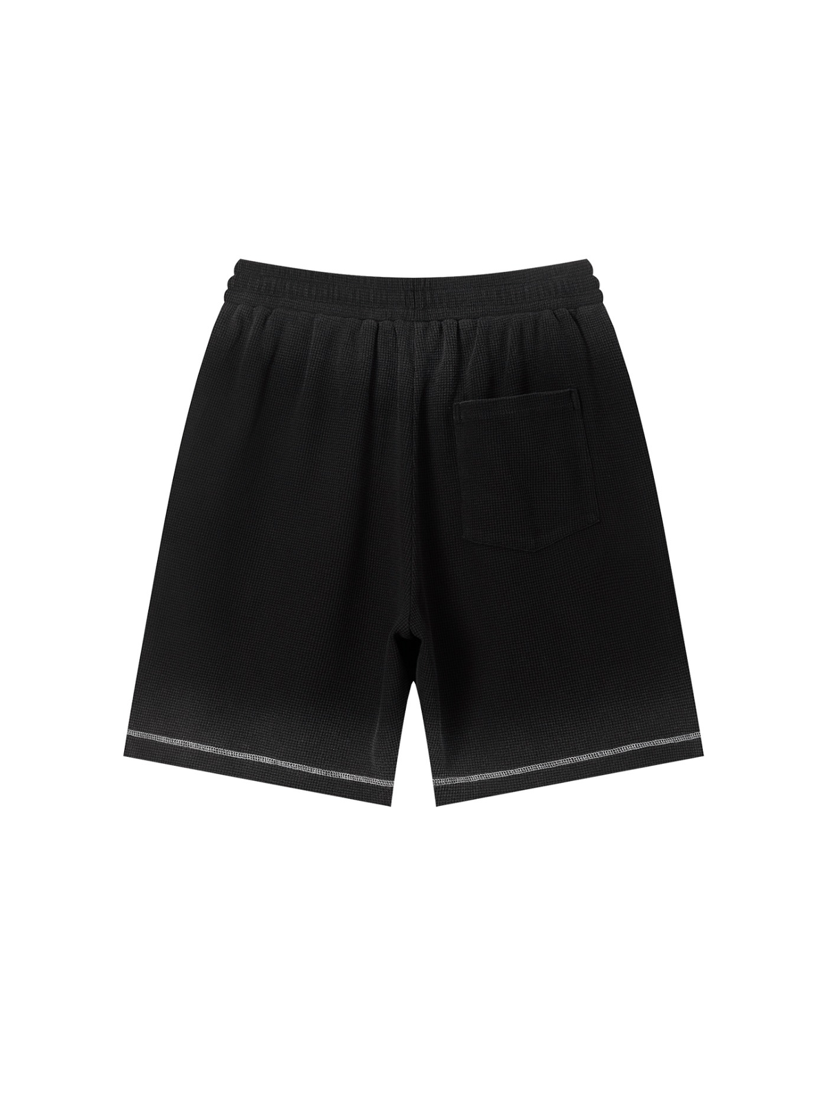Sunfade waffle raw hem shorts in Black, back view