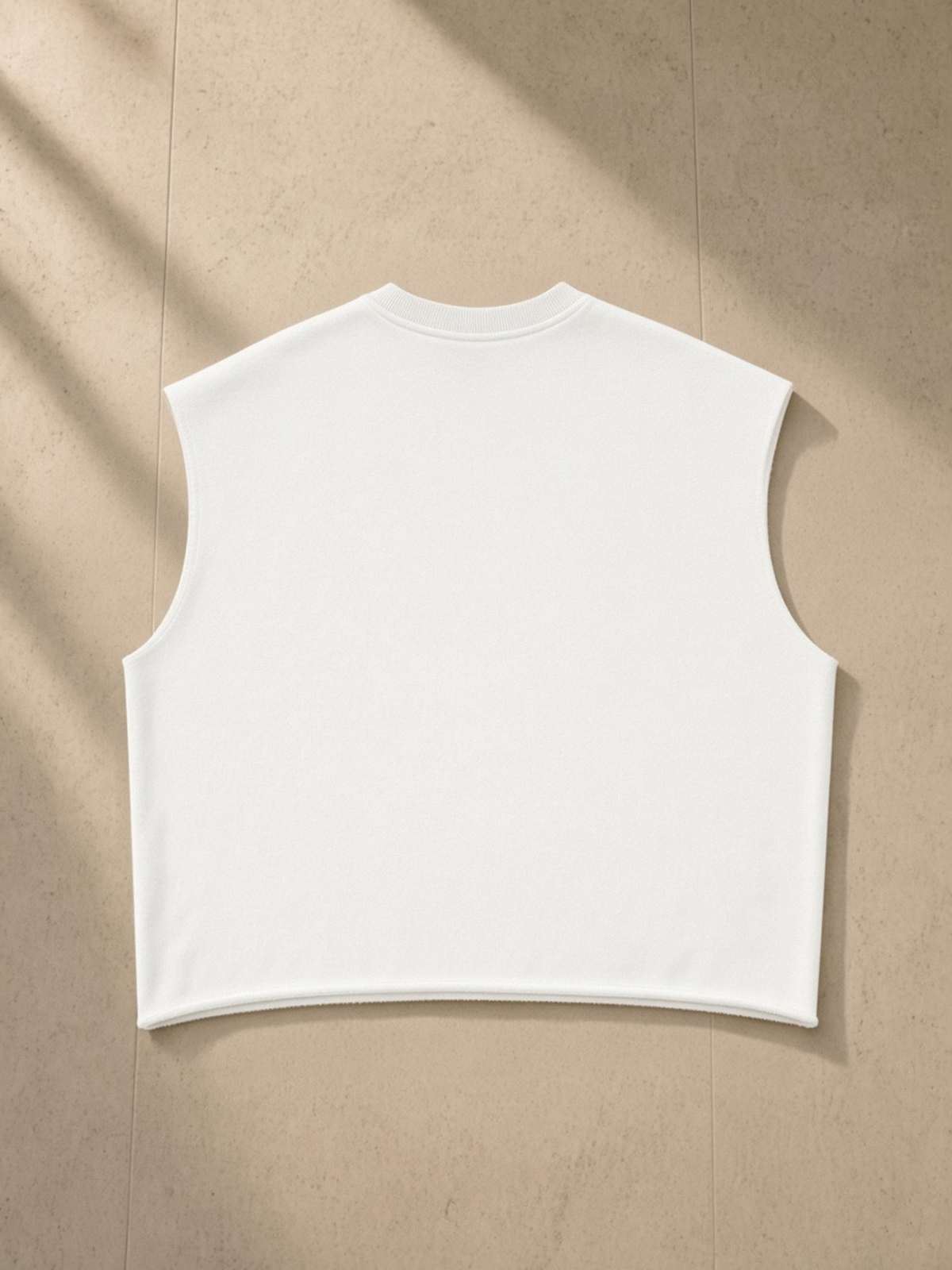 Back of the White Women's French Terry Boxy Tank Top, laid flat