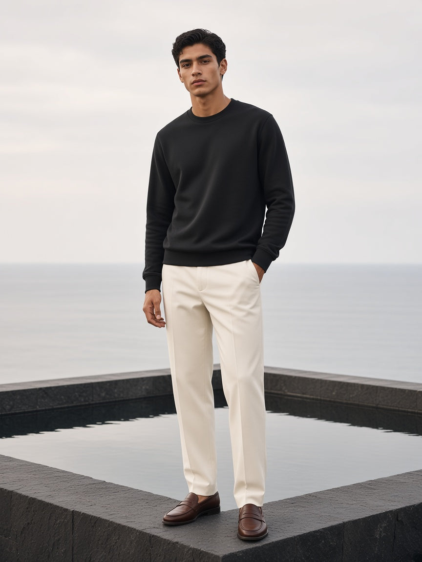 Classic Cotton Sweatshirt in Classic Black, model front view
