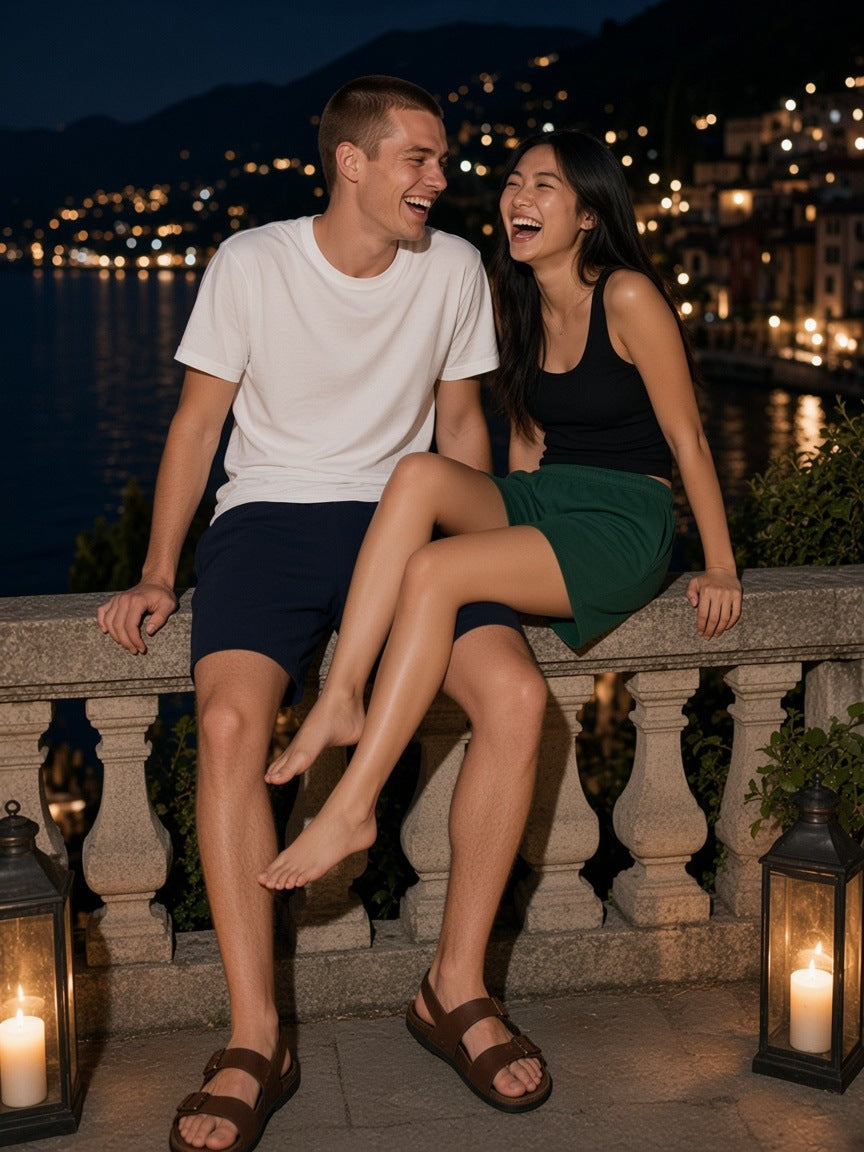 Marcel Afters Cotton Shorts — Navy Blue — model