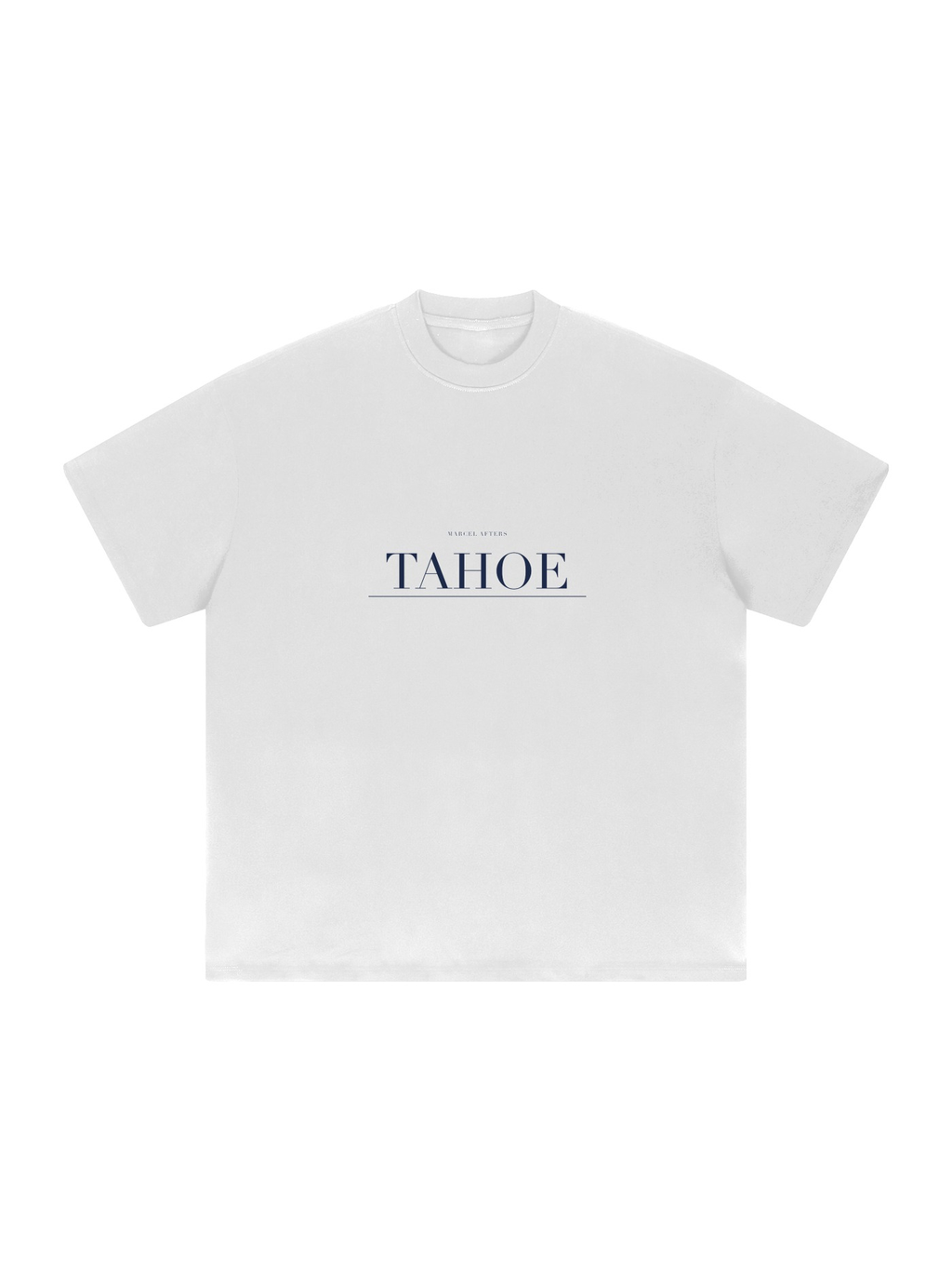 Tahoe Heavyweight Drop Shoulder T-Shirt by Marcel Afters in White, front view with the printed artwork, on white