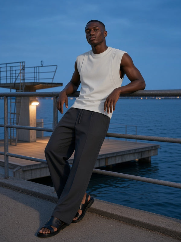 Marcel Afters Spliced Panel Sleeveless Muscle T-Shirt