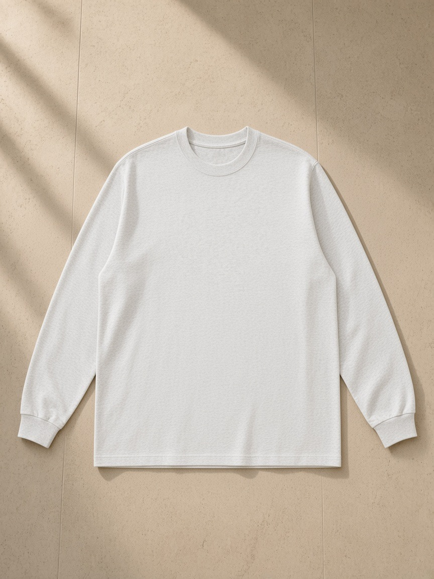 Raw Hem Long Sleeve T-Shirt in Flower Gray, front view