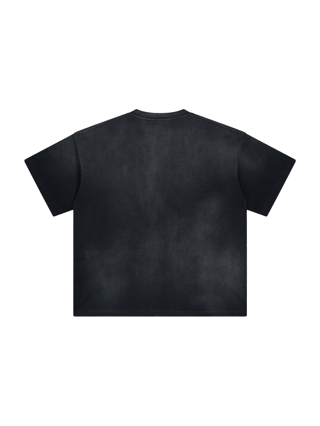 Unisex sunfade t-shirt in Black, back view on white. Marcel Afters