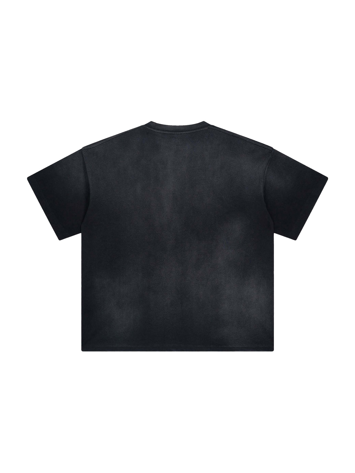 Unisex sunfade t-shirt in Black, back view on white. Marcel Afters