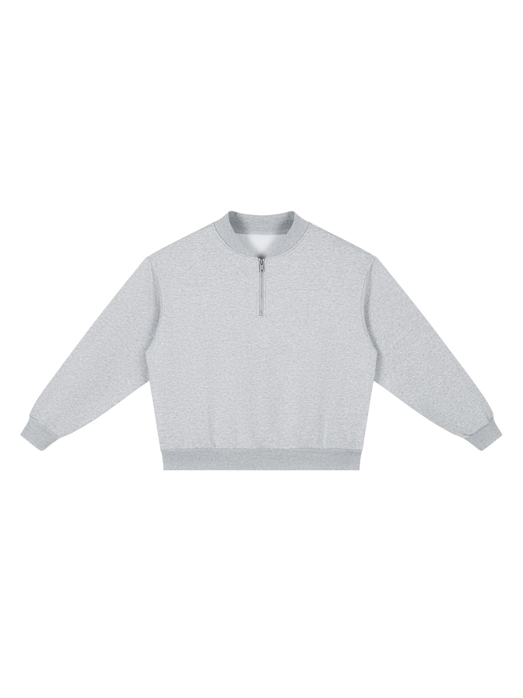 Unisex vintage wash fleece quarter zip sweatshirt in Flower Gray, product photo on white. Marcel Afters