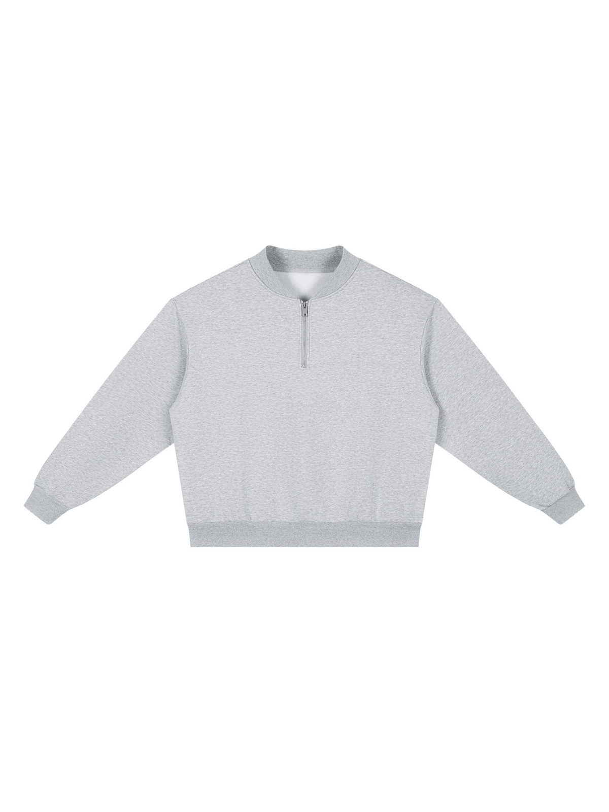 Unisex vintage wash fleece quarter zip sweatshirt in Flower Gray, product photo on white. Marcel Afters