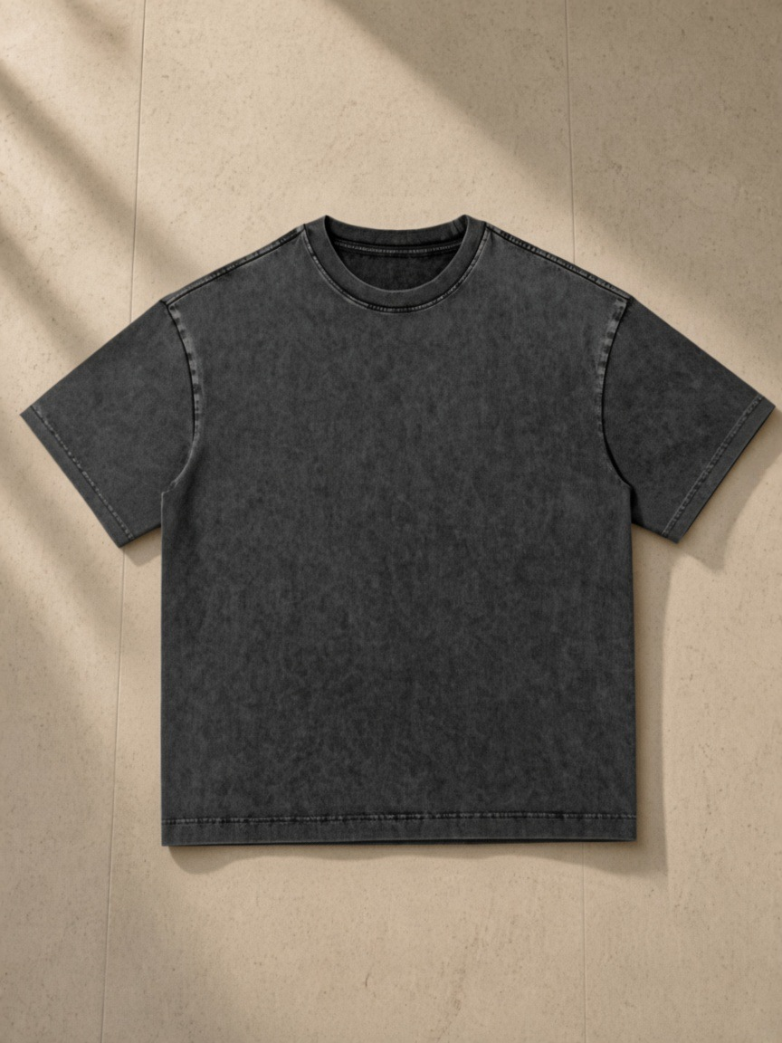 Back of the Black Snow Washed Heavyweight Oversize T-Shirt, laid flat