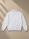 Heavyweight polo-collar sweatshirt in Flower Gray, back view