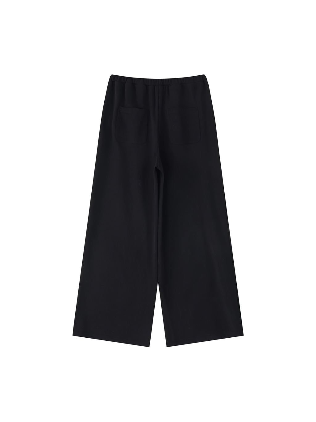 Women's wide leg sweatpants in Black, back view on white. Marcel Afters