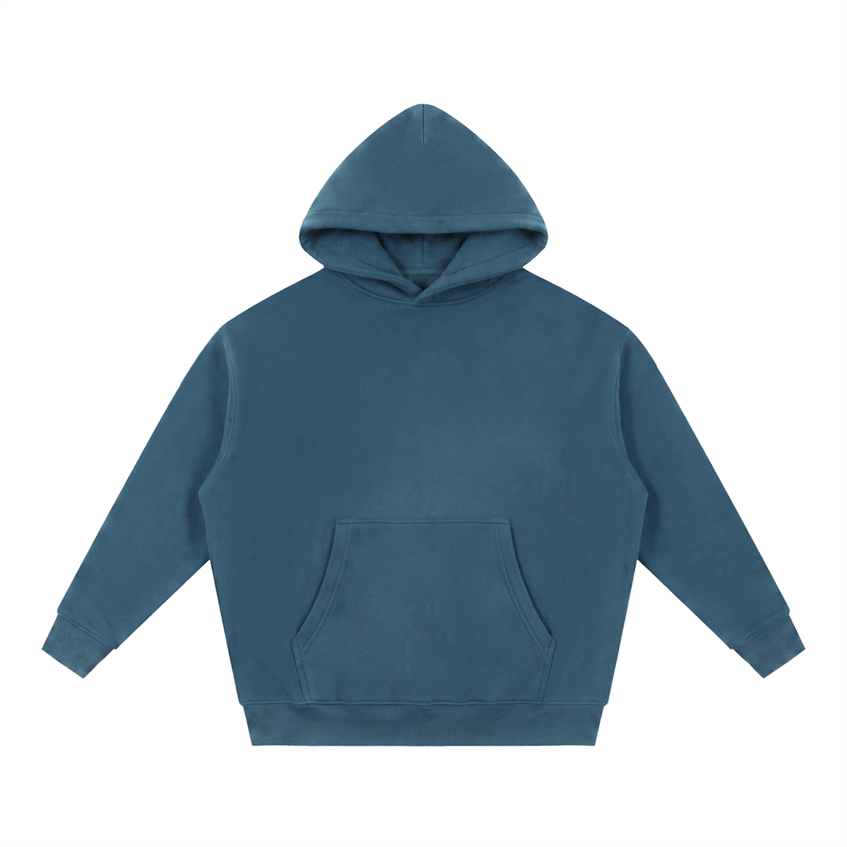 Oversized boxy fit fleece hoodie in Haze Blue, front view