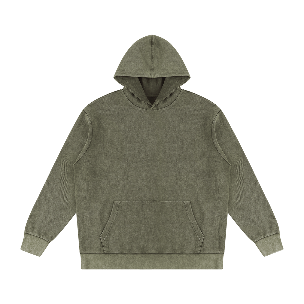 Mineral Wash Oversized Hoodie in Army Green, front view