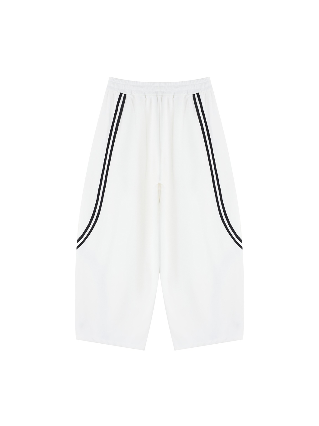 Wide Leg Piping Sweatpants in White, back view