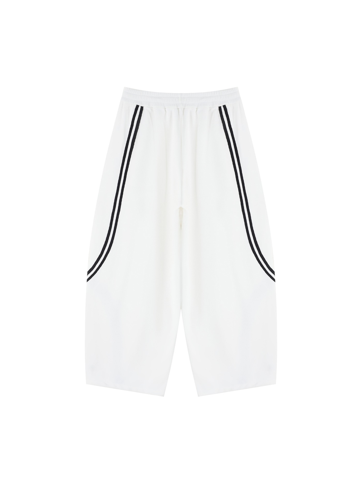 Wide Leg Piping Sweatpants in White, back view