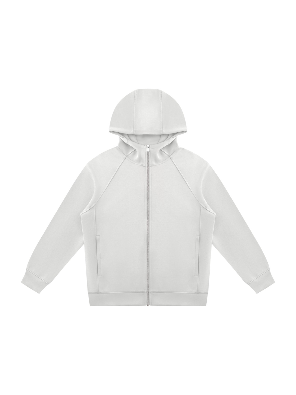 Raglan full zip hoodie in Light Gray, front view