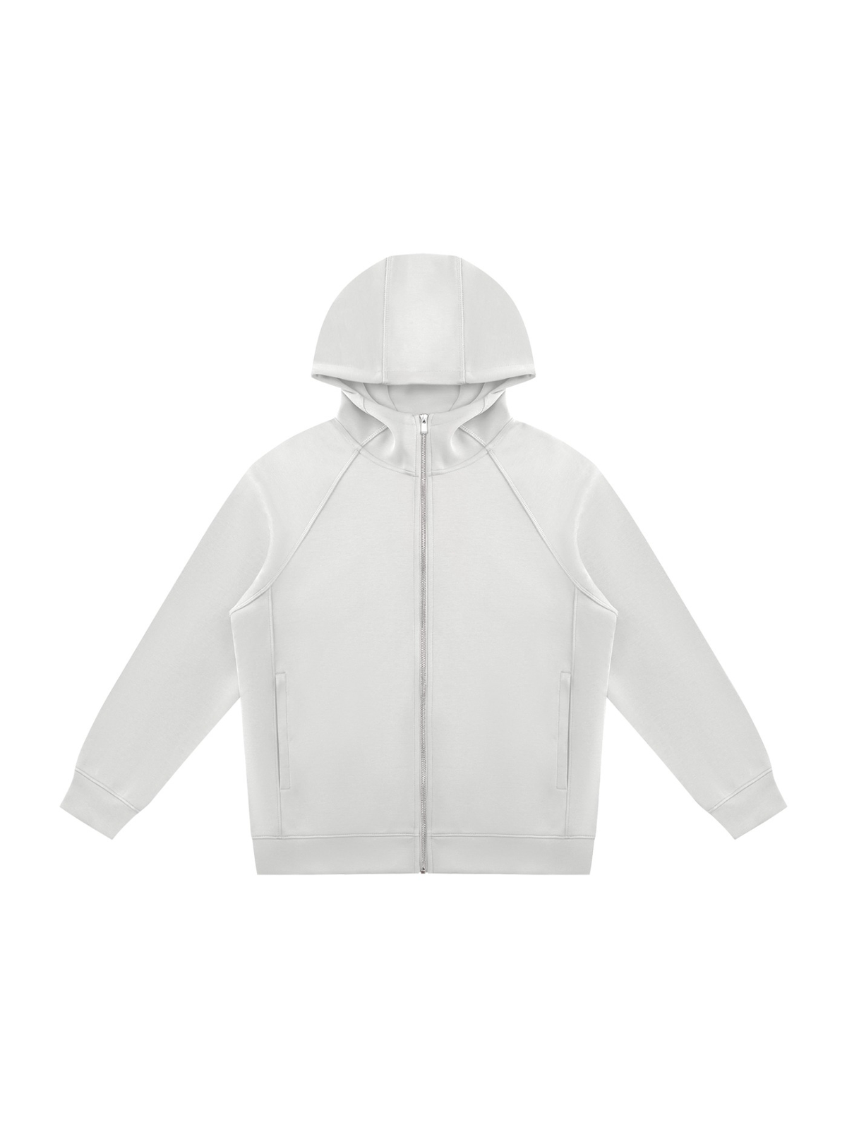 Raglan full zip hoodie in Light Gray, front view