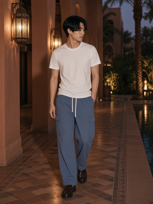 Marcel Afters Drawstring Waist Straight-Leg Cargo Pants — Dark