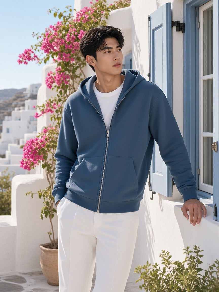 Man in the Marcel Afters Men's Drop Shoulder Full Zip Hoodie — Dark, street