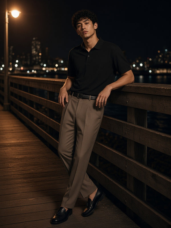 Marcel Afters Drop Shoulder Short-Sleeve Polo — Dark