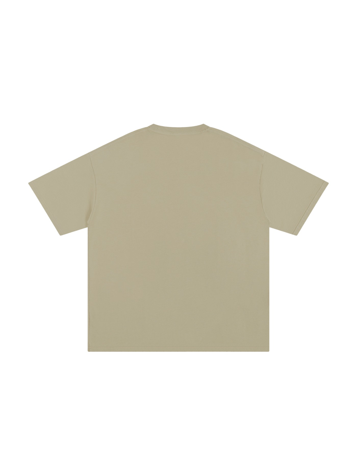 Unisex pure cotton t-shirt in Gray Apricot, back view on white. Marcel Afters