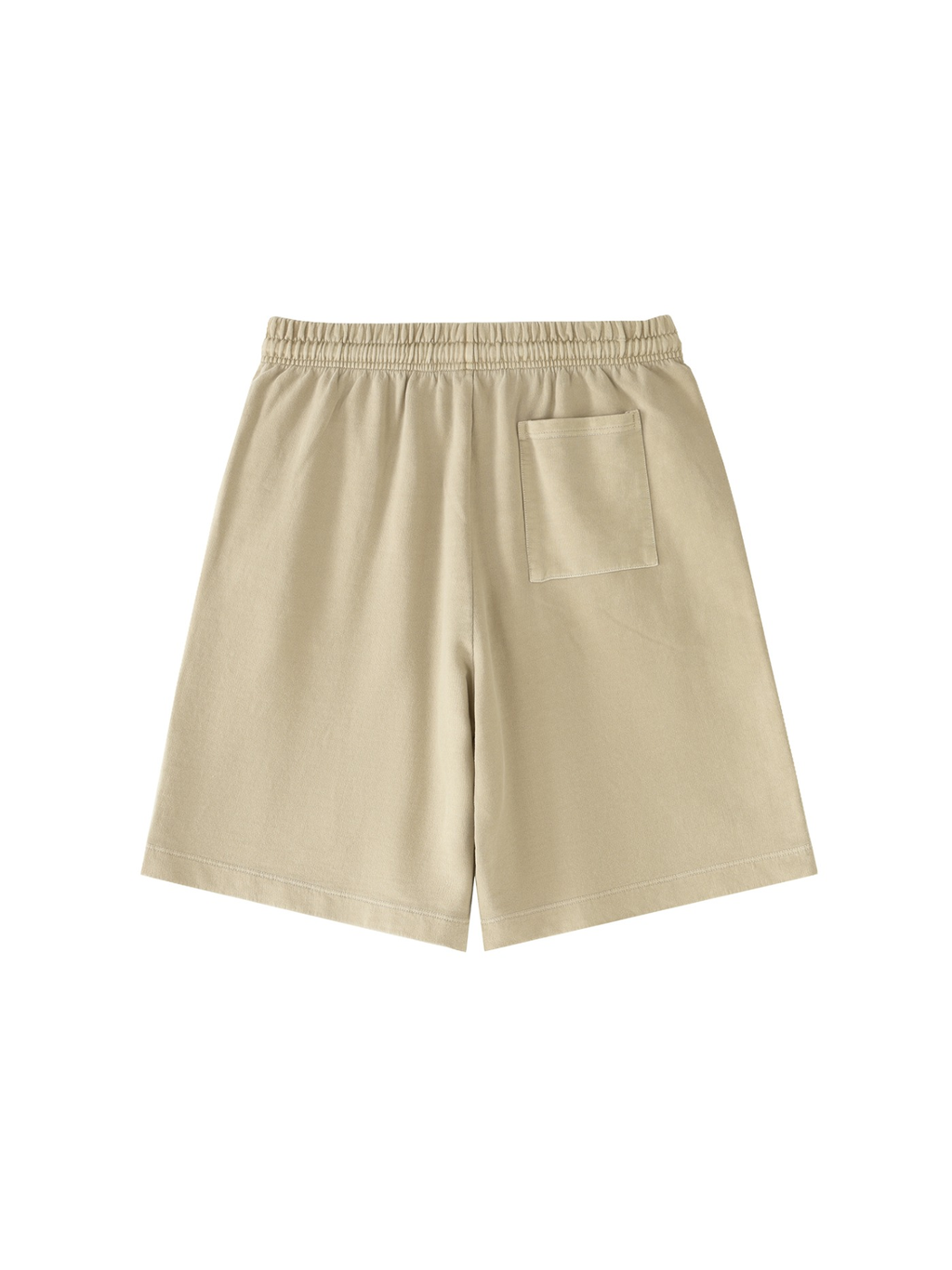 Vintage wash cotton shorts in Khaki, back view