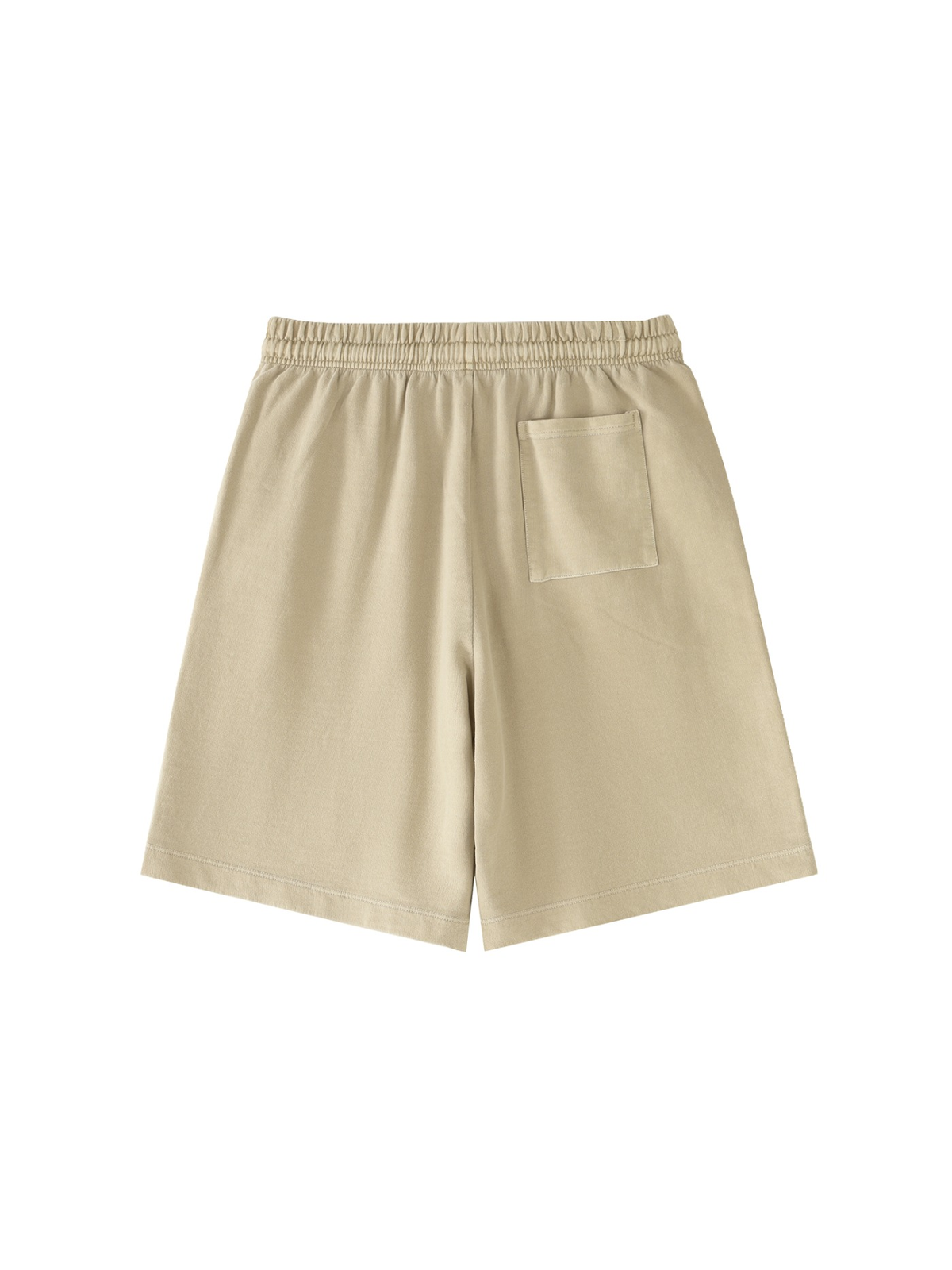 Vintage wash cotton shorts in Khaki, back view