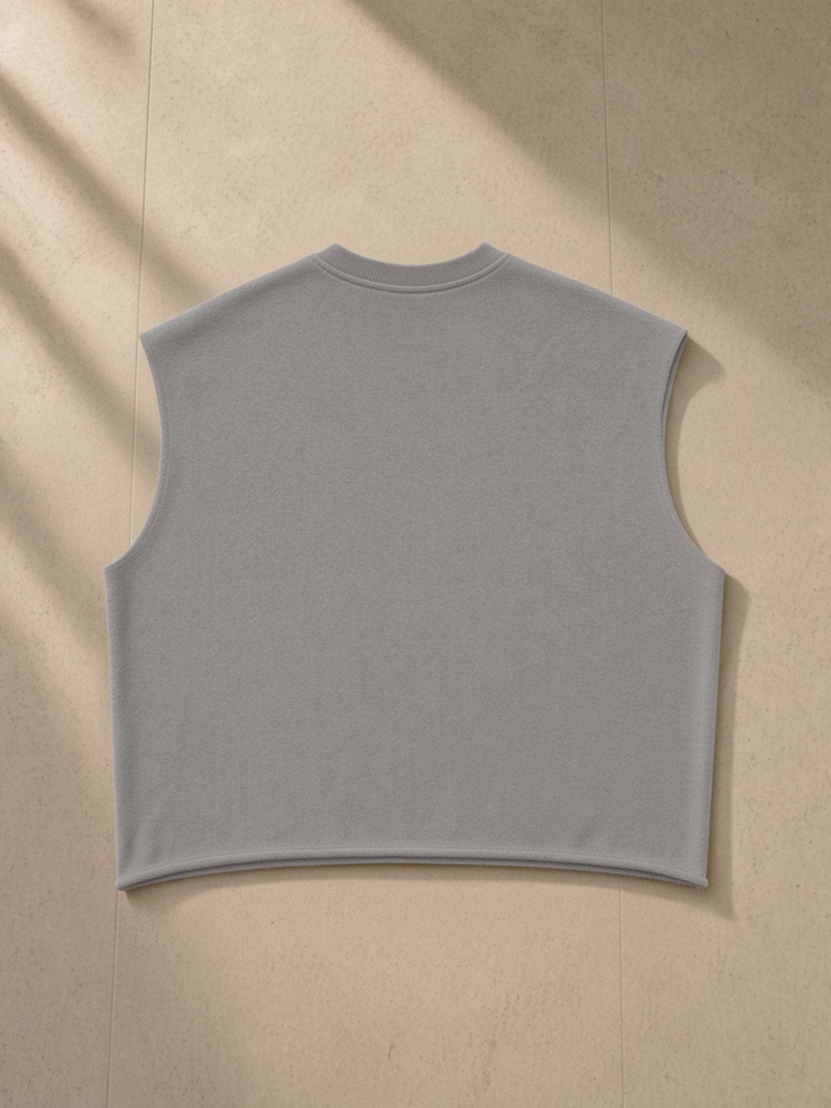 Back of the Gray Women's French Terry Boxy Tank Top, laid flat