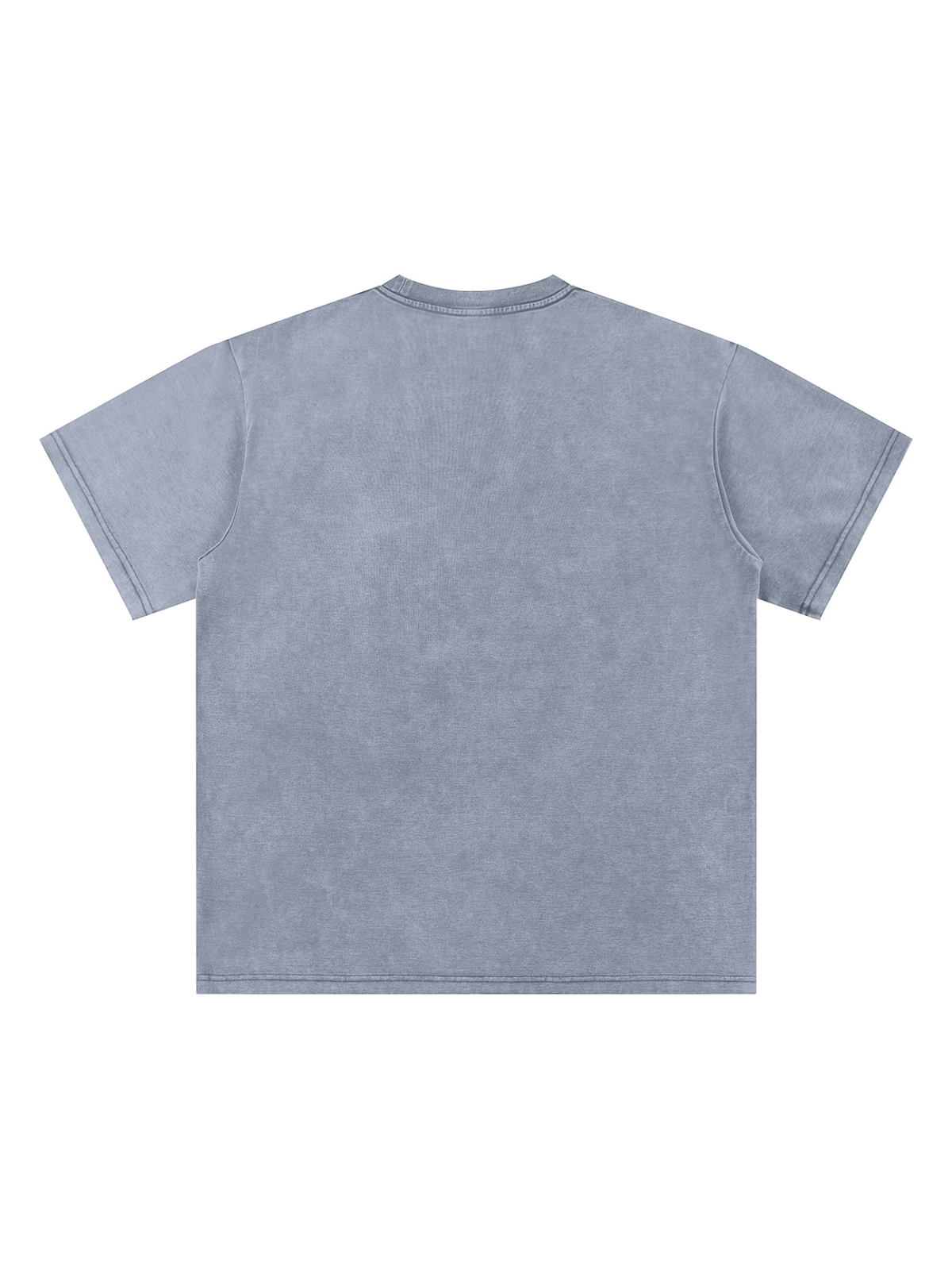 Unisex bamboo slub snow washed t-shirt in Lake Ice Blue, back view on white. Marcel Afters
