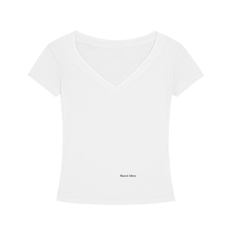 Tencel slim fit v-neck t-shirt in White, front view