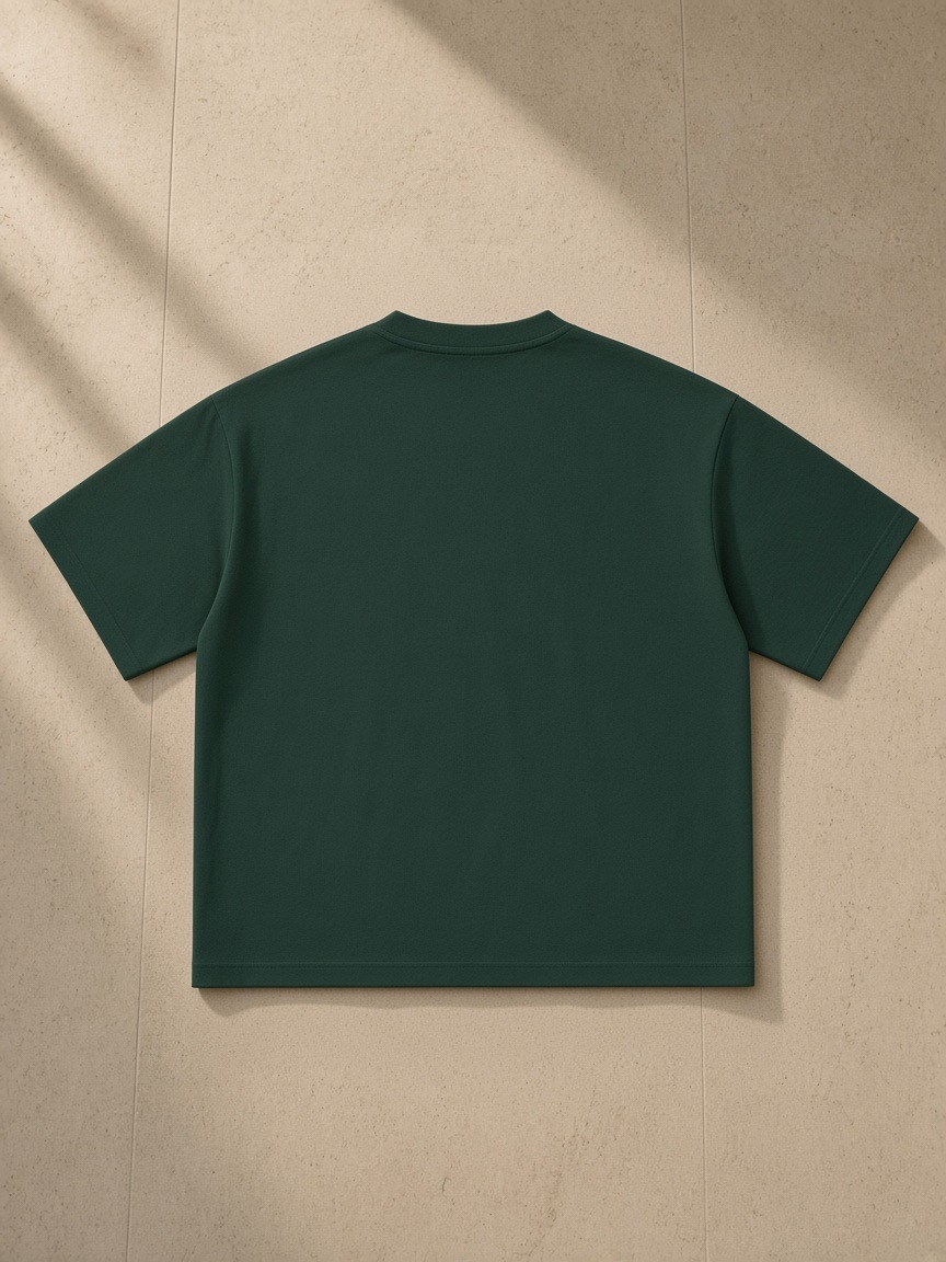 Back of the Dark Green Women's Boxy Oversized T-Shirt, laid flat