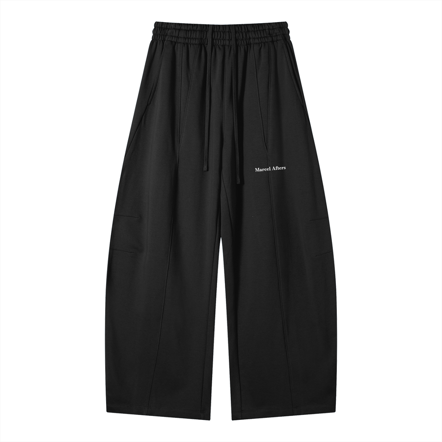 Heavyweight Wide Leg Panel Sweatpants in Black, front view