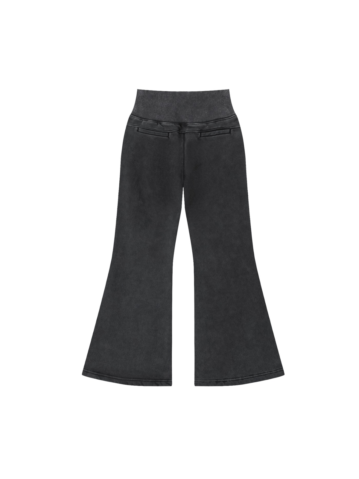 Vintage washed flared fleece pants in Washed Black, back view