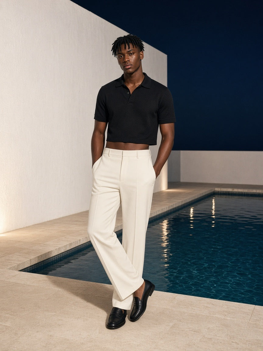 Marcel Afters Essential Cropped Polo Shirt — Dark