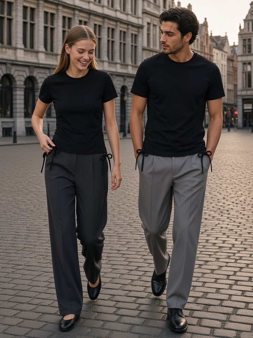 Marcel Afters Essential Drawstring T-Shirt — Dark, Black, couple, street