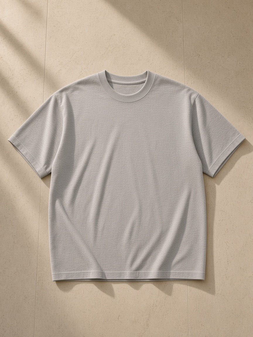 Front of the Flower Gray Essential Heavyweight Cotton T-Shirt, laid flat