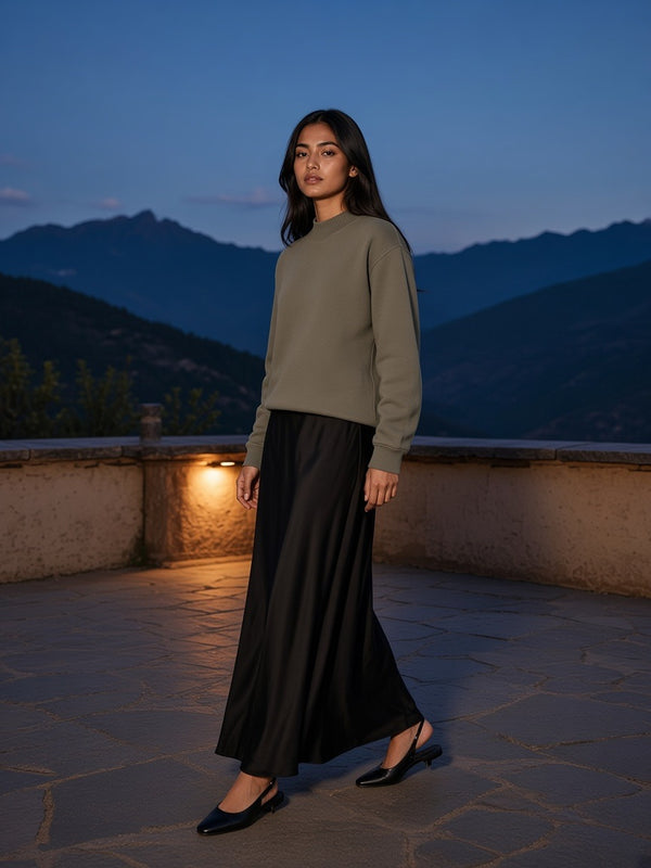 Marcel Afters Essential Non-Shrink Mock Neck Sweatshirt — Dark