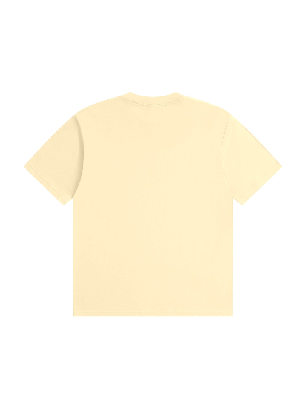 Unisex seamless cotton t-shirt in Apricot, back view on white. Marcel Afters