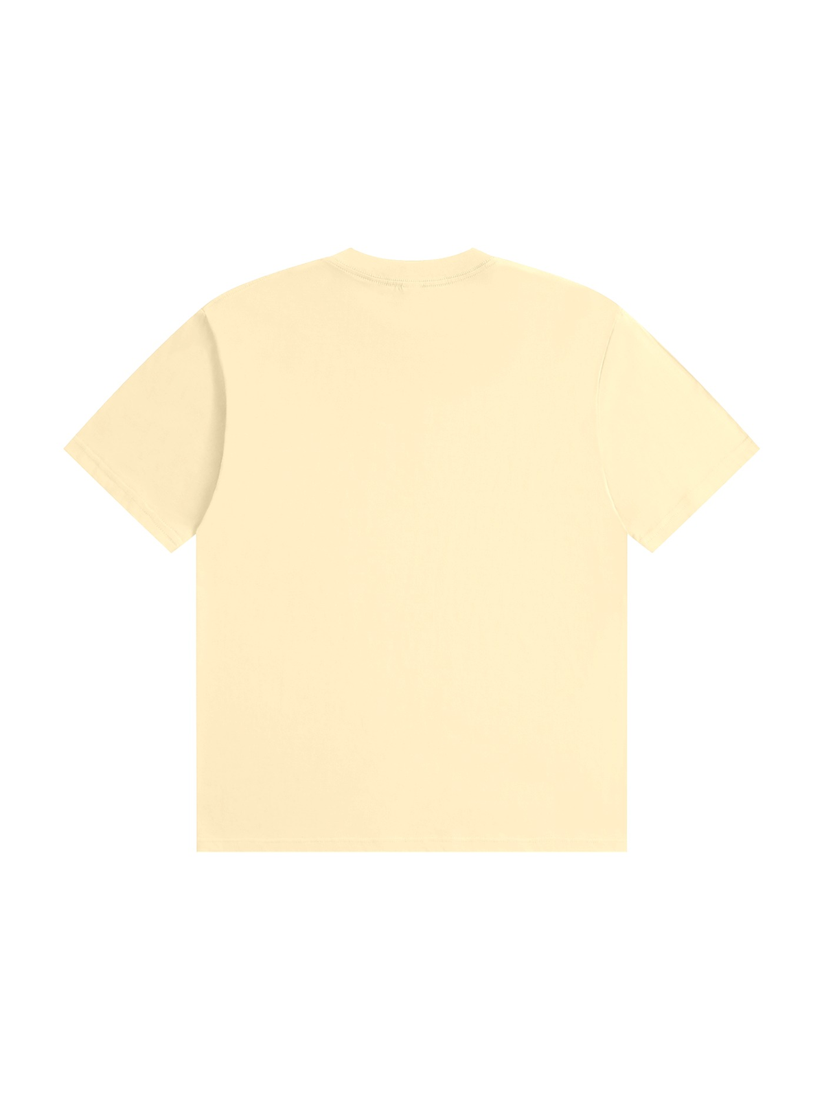 Unisex seamless cotton t-shirt in Apricot, back view on white. Marcel Afters