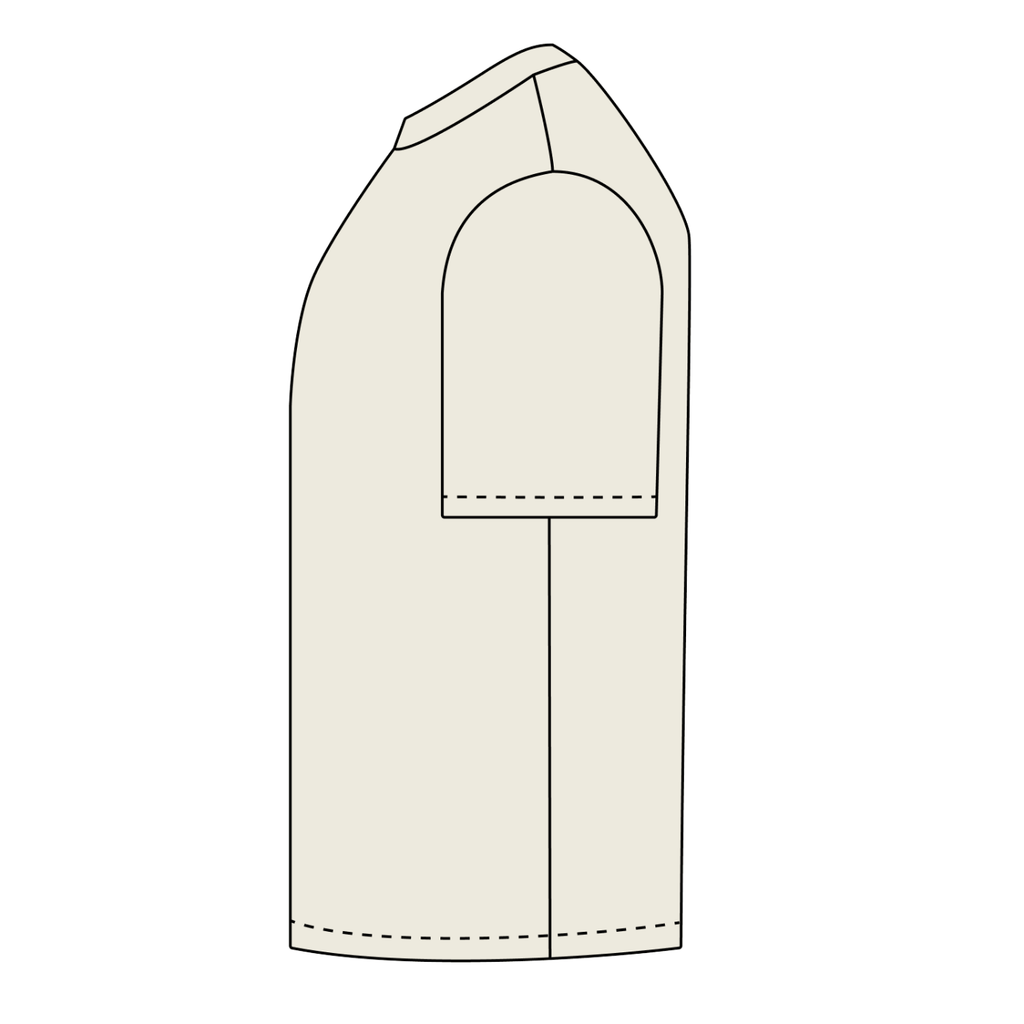 Men's heavyweight earth tone t-shirt in Sand Color, side view