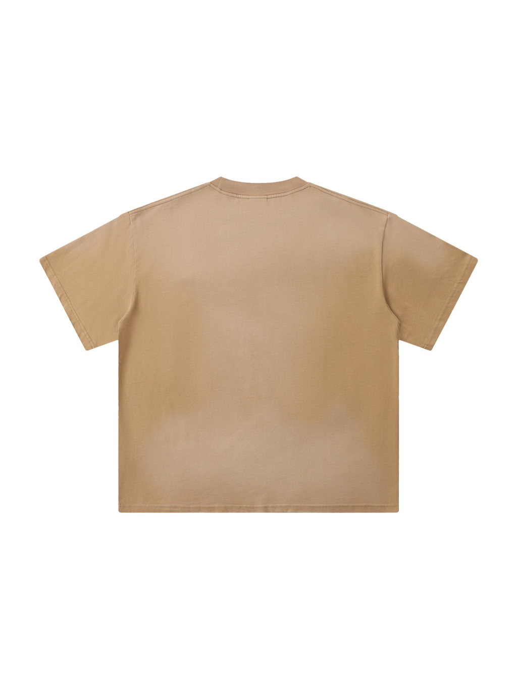 Unisex sunfade t-shirt in Light Brown, back view on white. Marcel Afters