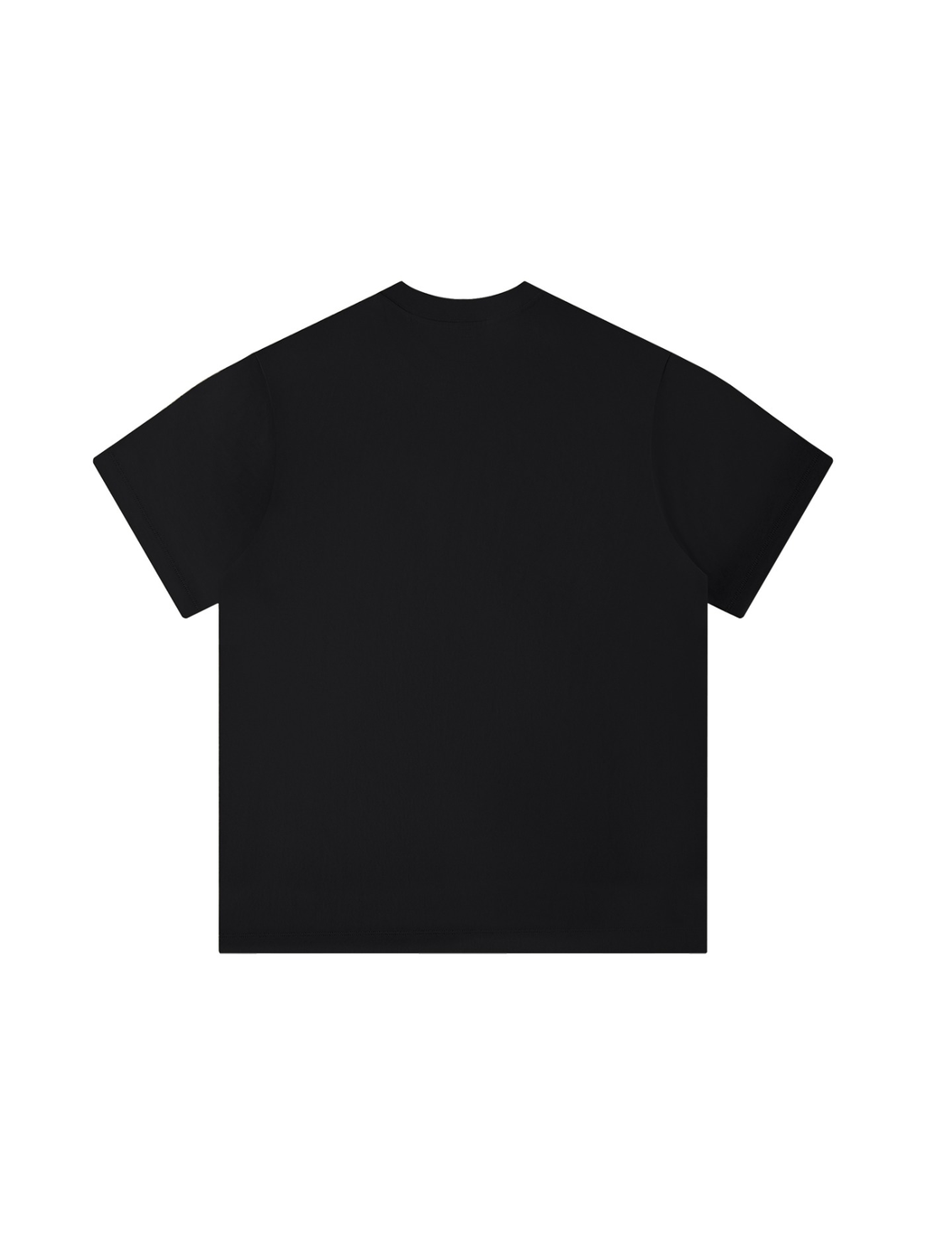 Unisex regular fit t-shirt in Black, back view on white. Marcel Afters
