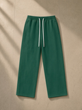 Vintage wash fleece sweatpants in Dark Green, front view