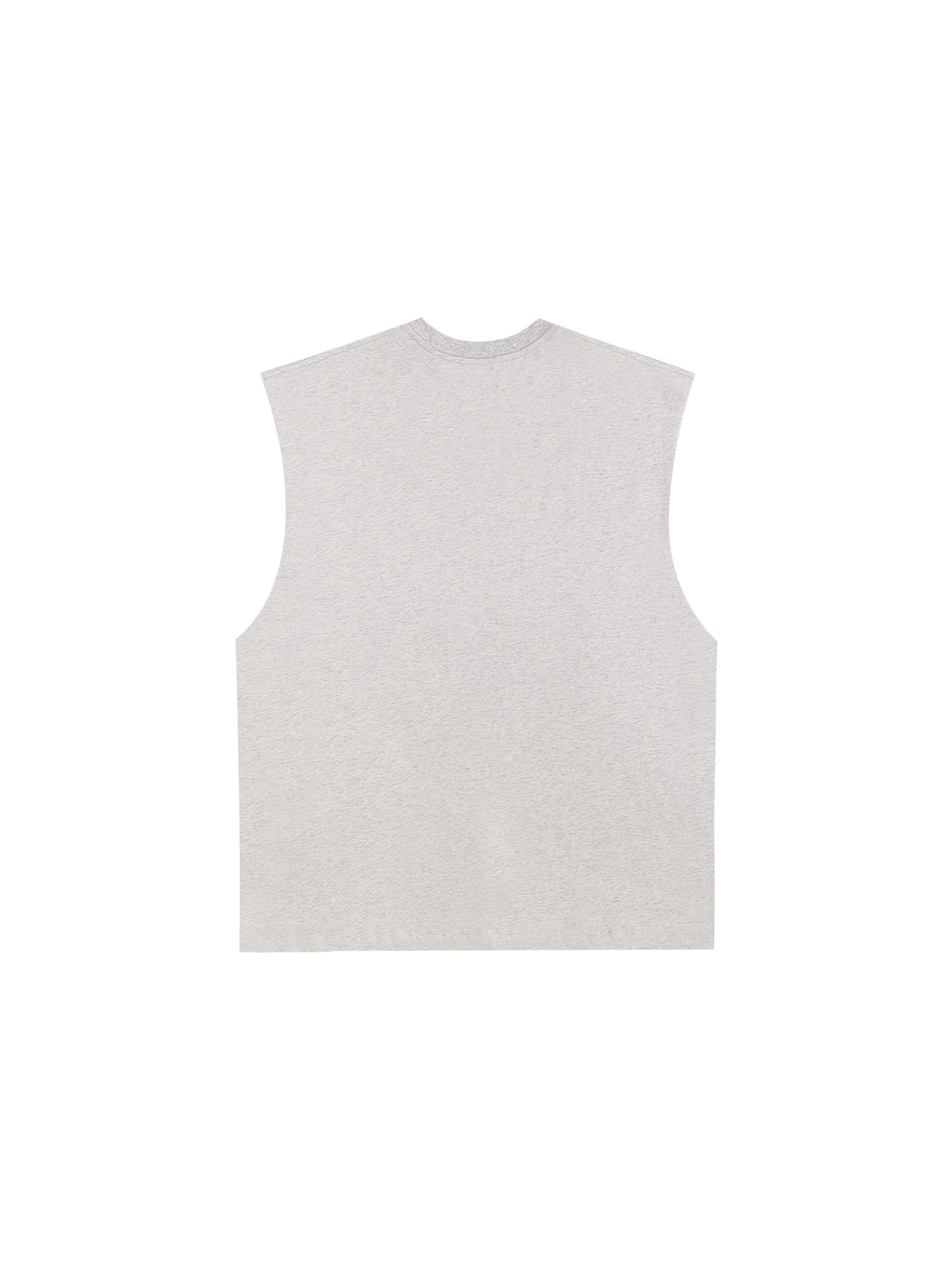 Raw edge cotton tank top in Flower Gray, back view