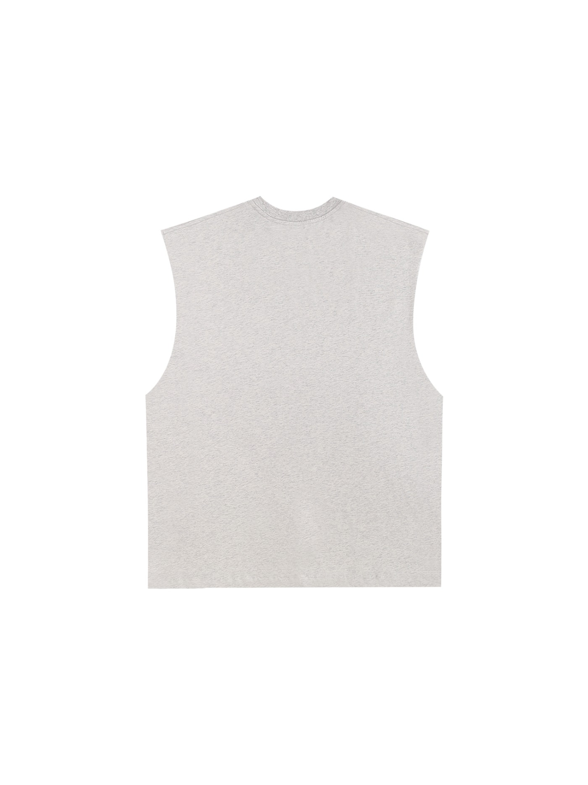 Raw edge cotton tank top in Flower Gray, back view