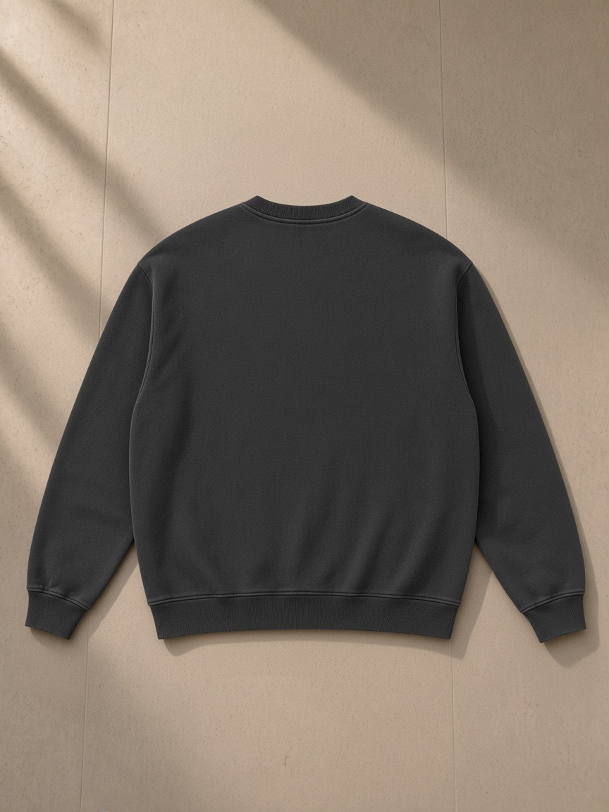 Vintage wash fleece sweatshirt in Black, back view