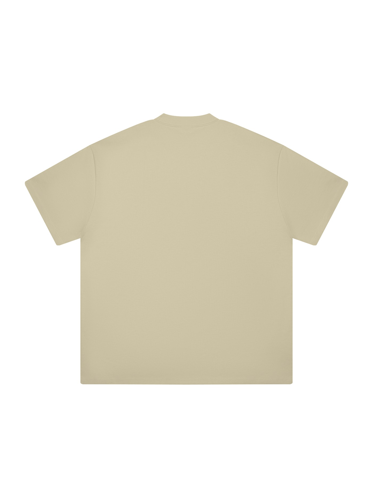 Tahoe Heavyweight Drop Shoulder T-Shirt by Marcel Afters in Pale Khaki, back view, on white